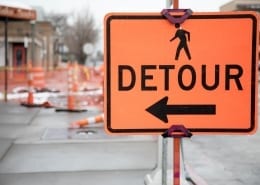 Sign indicating a detour is necessary