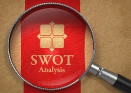 SWOT analysis under magnifying glass